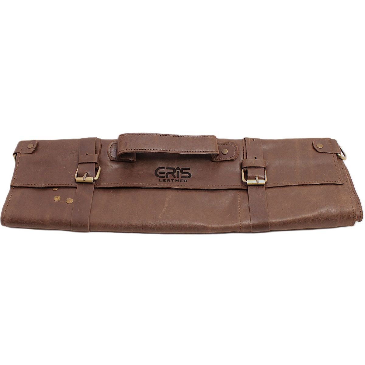 Eris Leather 18 15 Slot Knife Roll in Chocolate Brown Leather 1
