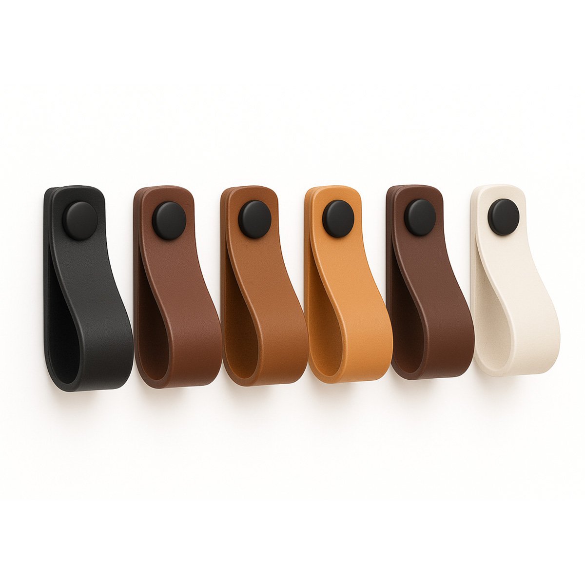 6 Color Leather Drawer Pulls With Metal Head