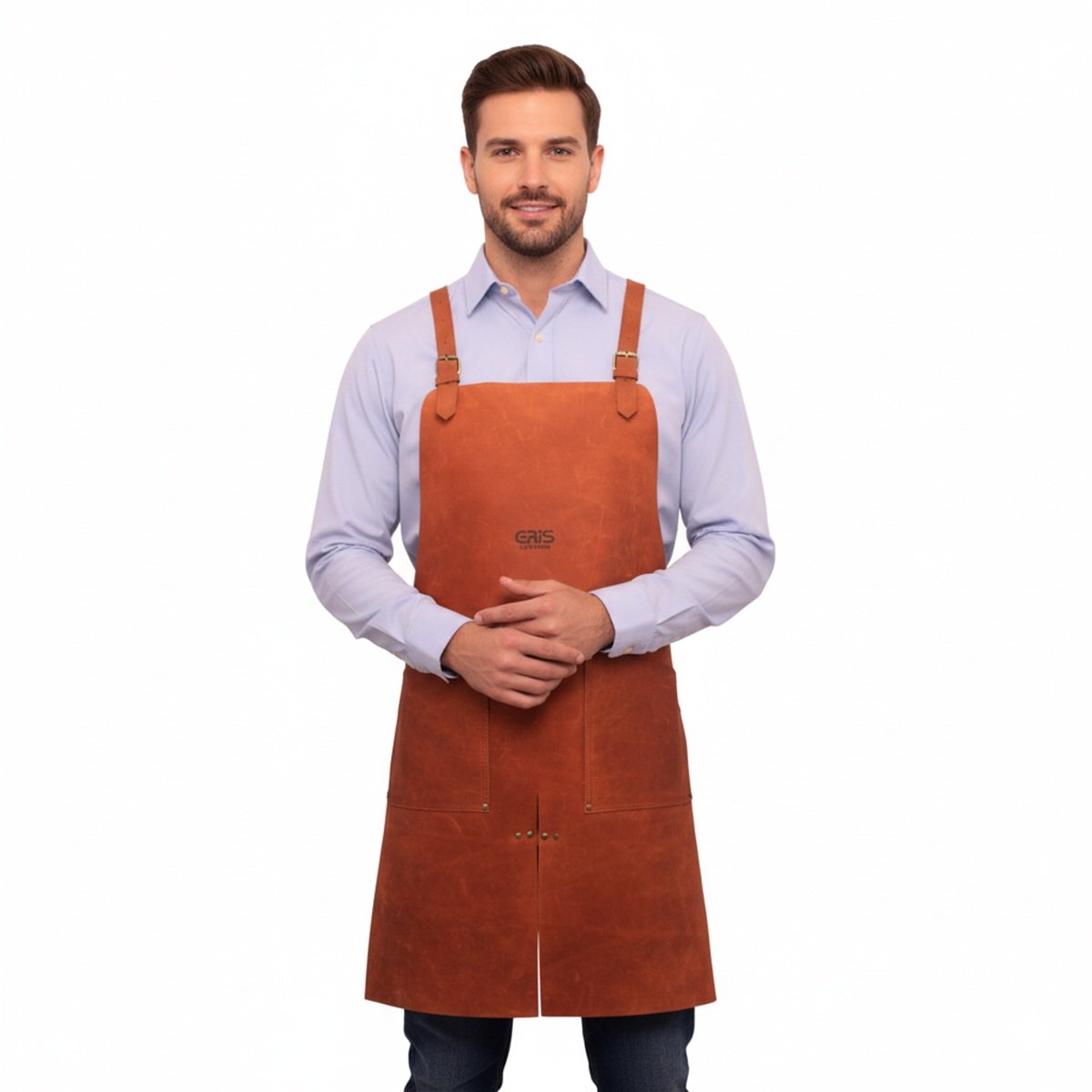 Eris Leather 9 Handmade Brown Leather Welding Apron Front