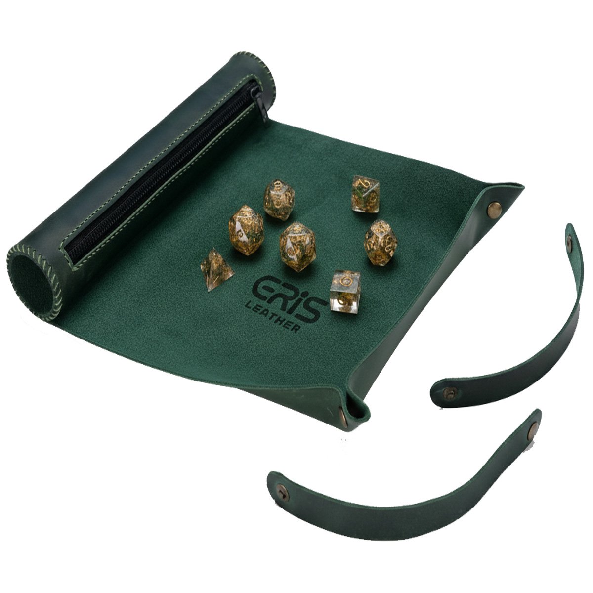 Leather Blackish Green Dice Roll Tray