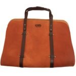 Leather Cognac Log Carrier with Full Grain Firewood Bag