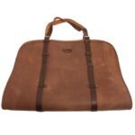 Leather Dark Brown Wood Storage Carrier