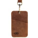 Leather Light Brown ID Card Holder with Full Grain Cowhide