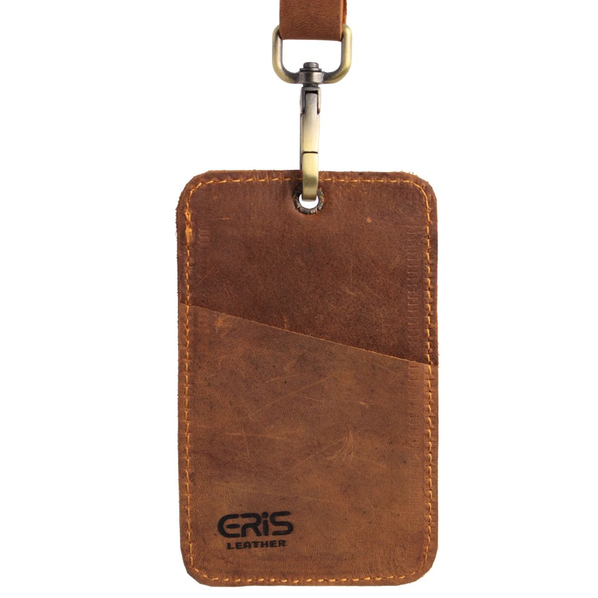 Leather Light Brown ID Card Holder with Full Grain Cowhide