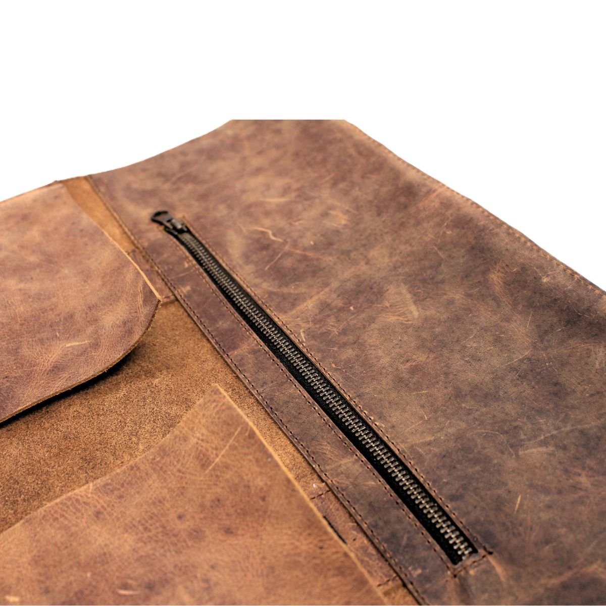 Leather Tool Roll Bag With Personalized Motorcycle Tool Roll 4 Leather Tool Roll Bag With Personalized Motorcycle Tool Roll Close up Side Zip