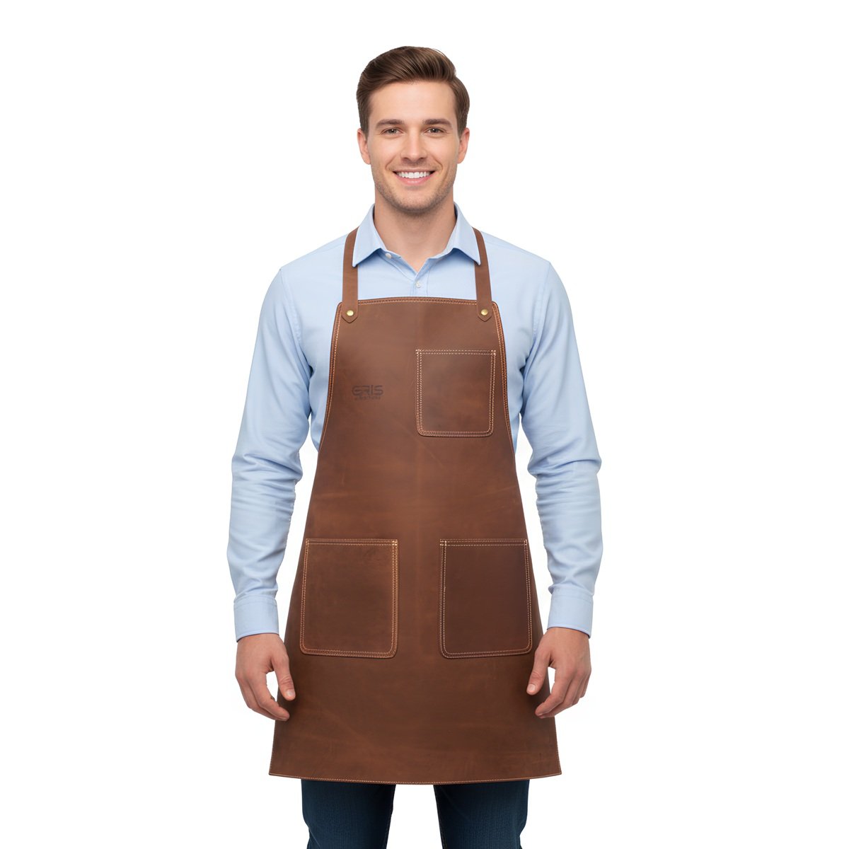 Eris Leather 11 Multi-Purpose Brown Handmade Leather Apron Front