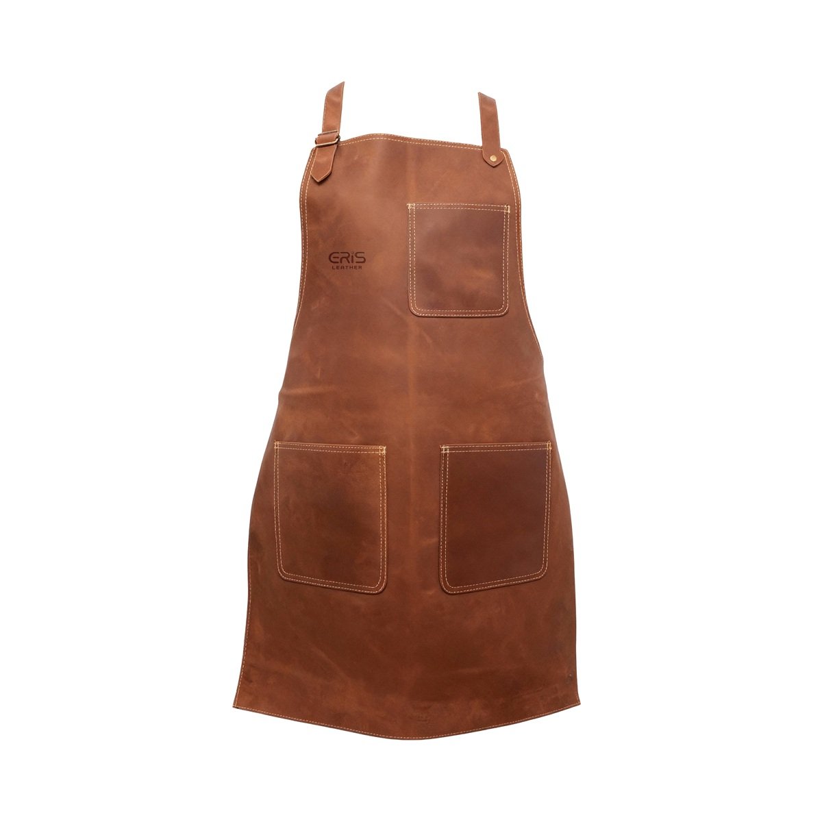 Eris Leather 10 Multi-Purpose Brown Handmade Leather Apron With 3 Pockets and Straps