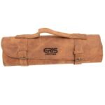 Personalized Brown Leather Knife Roll Bag With 7 Slots