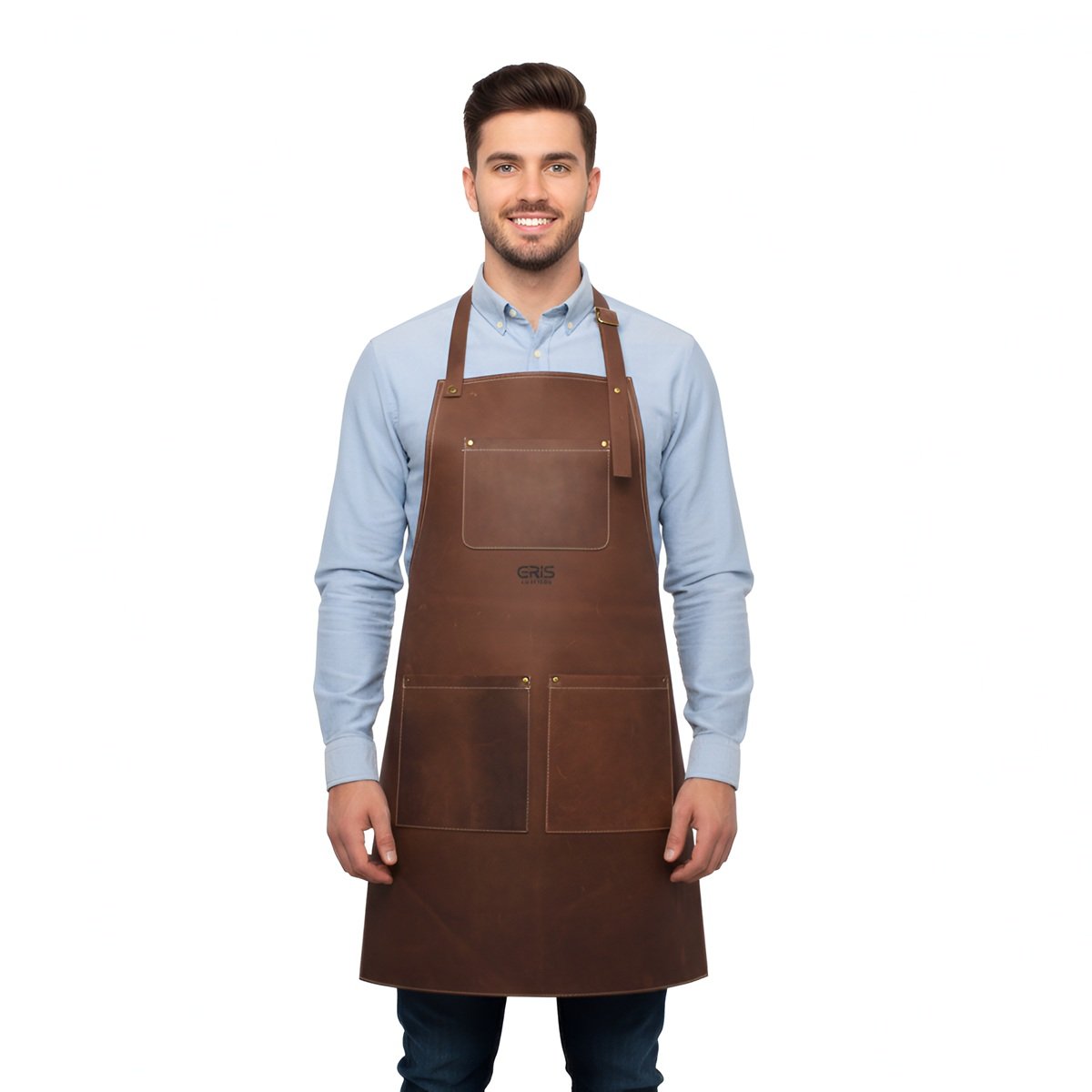 Eris Leather 13 deluxe leather brown apron front